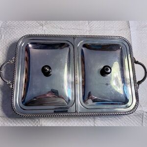 Vintage Silver plate Double server by Crescent Silverware Co., Port Jarvis, N.Y.